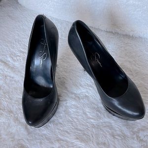 Jessica Simpson, Black, leather heels, size 7. Good condition